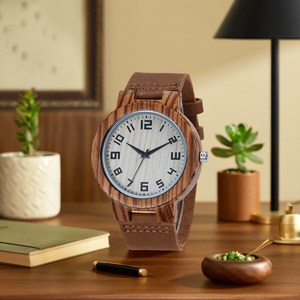 TJW luxe affaires <span class=keywords><strong>Style</strong></span> montre à Quartz pour hommes 46mm rond boîtier en bois Seiko mouvement pointeur cadran affichage hommes mode charme - Product Image 5