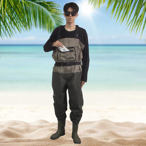 กางเกงตกปลาสีกากีกันน้ำสำหรับผู้ชายรองเท้าบูทยางขนาดพิเศษ - Product Image 2