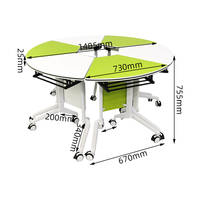 Bureau sectionnel en gros de qualité HPL Compact Board Table ronde modulaire avec roues pour bureau de Table pliante de conférence en classe