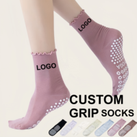 Chaussettes de Pilates en coton épais tricoté de haute qualité, style tube, antidérapantes, pour enfants et jeunes, personnalisées, avec impression numérique 3D