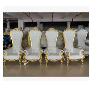 Kursi Pernikahan Mewah Sofa Furnitur Pernikahan Emas Elegan Acara Pernikahan Kursi Takhta Pengantin