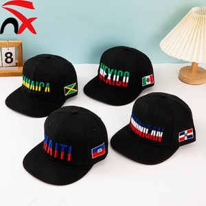 Custom Flag Hip-Hop Hat Multi-Color Embroidered Flat Brim 3D Cross-Border Multinational Baseball Cap Flag Style for Gift