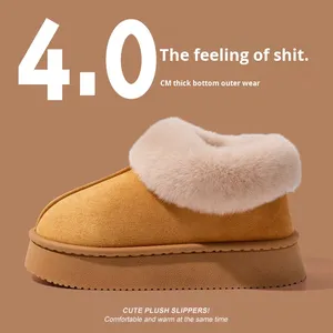 Pantuflas <span class=keywords><strong>de</strong></span> <span class=keywords><strong>Plataforma</strong></span> <span class=keywords><strong>con</strong></span> Suela Gruesa para Mujer, Pantuflas <span class=keywords><strong>de</strong></span> Felpa para Otoño e Invierno, Antideslizantes, Duraderas, para Usar en Interiores y Exteriores, <span class=keywords><strong>Botas</strong></span> <span class=keywords><strong>de</strong></span> Nieve - Product Image 3