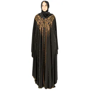 이슬람 민족 의류 여성 긴 스커트 카프 탄 고급스러운 여성 겸손한 Khimar Hijab Abaya 이슬람 드레스 두바이