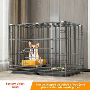 Yüksek kalite güçlü katlanabilir tel köpek kafesi çift kapı Metal köpek sandık - Product Image 2