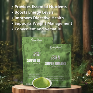 Suplemen Bubuk Super Greens Organik Bersertifikat Label Pribadi OEM dengan Umur Simpan 2 Tahun - Product Image 3