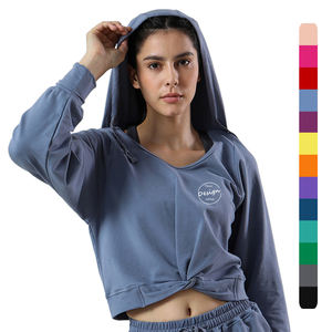 Jersey de diseño cruzado de alta calidad a granel Yoga Gym Slim Fitness sin capucha gráfico personalizado muestra gratis Sudadera con capucha - Product Image 1