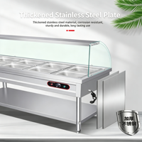 Chauffe-Plats Électrique Professionnel avec Cloche en Verre, 4 Compartiments, Contrôle de Température pour Comptoir de Service et Bac à Soupe de Cantine