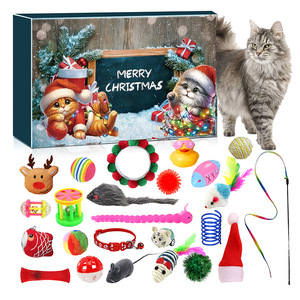 Eco-Friendly <b>Rubber</b> & <b>Plastic</b> Christmas Pet Toy Set Blind Box Cat Feather Teaser and Ball Bell Holiday Gift for Cats - Product Image 5
