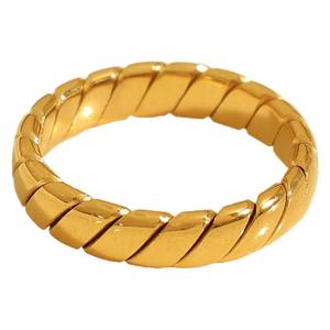 แหวนลายเรขาคณิตแบบทอเรียบ แหวนไทเทเนียมสตีล แฟชั่นสำหรับทุกเพศ ของขวัญ เครื่องประดับนิ้วชี้ - Product Image 5