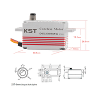 Servomoteur numérique sans noyau KST DS1509MG V8.0 en alliage d'aluminium avec engrenages en acier trempé pour modèles RC, drones, voitures, bateaux, bras robotiques, hélicoptères et avions