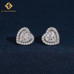 Fashion Style 925 <b>Silver</b> Heart Shape Moissanite <b>Earrings</b> Screw‑Back Minimalist Daily‑Wear Statement Unisex - Product Image 6
