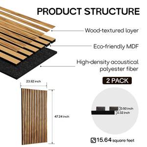 Akupanel Brûlé Cintre Décoration 3D Chêne Large Latte <span class=keywords><strong>Acoustique</strong></span> En Bois Mdf Panneaux Muraux Avec Couvercle pour Chambre <span class=keywords><strong>Plafond</strong></span> - Product Image 3