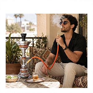 Cachimba cuadrada de acero inoxidable con incrustaciones de nácar |   Cachimba Decorativa Árabe Hecha a Mano con Incrustaciones Coloridas - Product Image 5