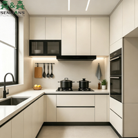Meubles de cuisine modernes et minimalistes SLS en forme de U, armoires modulaires mates personnalisées avec logement intégré pour appareils électroménagers