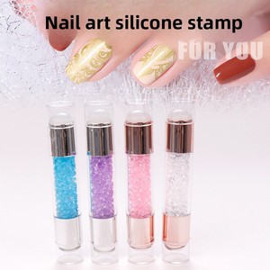 Đôi đầu mềm Silicone Nail <span class=keywords><strong>stamper</strong></span> với scraper Nail stamping Squishy thạch đầu Acrylic Kim Cương Làm móng tay tem - Product Image 3