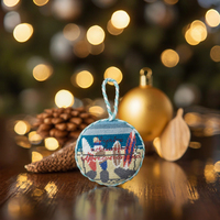 Décoration suspendue de porte à l'aiguille écologique Ornements de broderie de Noël pour couronne d'arbre Cadeau de vacances pour la maison