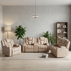 Modern Modular Convertible Air Leather Power Reclining <b>Sofa</b> Set with Led Light Headrest Bluetooth Speaker Living Room Furniture - Product Image 1