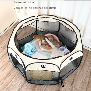 Портативная складная вольер-палатка Lelote для животных, высококачественная, с застежкой-молнией, полукруглая форма, ткань Оксфорд 600D, ветрозащитная, для кошек и собак - Product Image 2