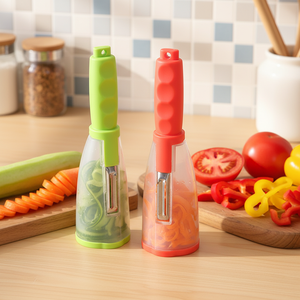 Pengupas 2 in 1 dengan Wadah, Bilah Baja Anti Karat untuk Buah dan Sayuran - Product Image 3