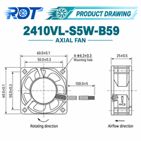 Ventilateur axial industriel sans balais DC 24VDC 2410VL-S5W-B59 à roulement à billes pour robotique CNC et servomoteur – Remplacement fiable