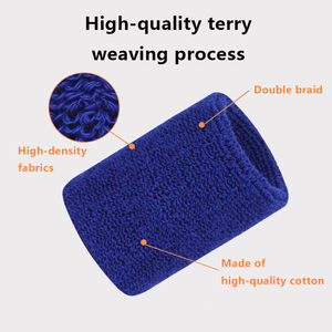 Fabrika toptan özel elastik Terry pamuk polyester noel tenis spor bileklik kadınlar erkekler için ter bantları saç bandı seti - Product Image 3