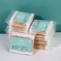 Maiouli – 100 cotons-tiges jetables à double extrémité avec bâtonnets en bois pour l'hygiène, le maquillage et le nettoyage des oreilles ; Livraison directe disponible