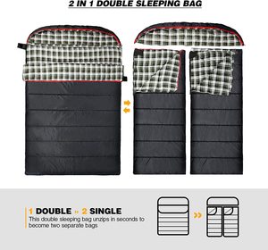 WOQI – sac de couchage double camping Offre Spéciale coton extérieur avec sac de compression, prix de gros - Product Image 6