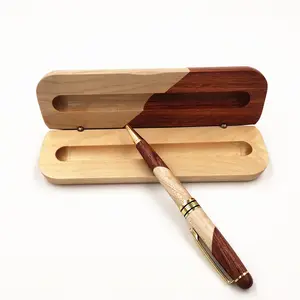 Bolígrafo de madera de lujo Bolígrafo de parquet manual Regalos de Corporación comercial de alta calidad que incluyen caja de madera