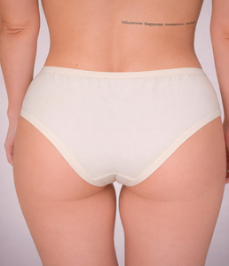 Braguitas Hipster Lisas Color Crema para Mujer, Cintura Media, Cintura Elástica Exterior, Algodón Suave, Cómodas, Transpirables, Ropa Interior de Uso Diario - Product Image 3