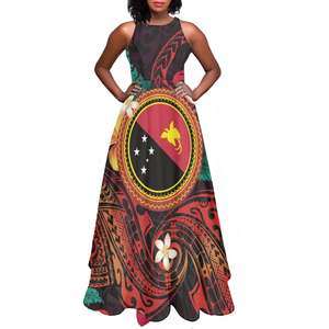 Vestido Maxi sin Mangas con Estampado Tribal Tradicional <span class=keywords><strong>de</strong></span> Papúa Nueva Guinea, Tallas Grandes, Venta al por Mayor, Vestidos Casuales Suaves - Product Image 2