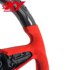 Volante deportivo personalizado de fibra de carbono con cuero rojo y LED RPM, compatible con Audi RS5 S5 S3 Q3 A4 Q5 SQ5 Q8 Q7 SQ7 RSQ3 RSQ8 - Product Image 2