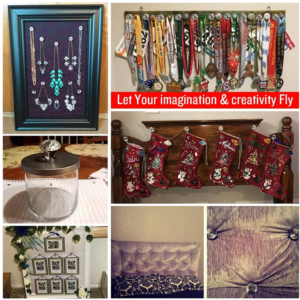 Crystal Glass Cabinet Knobs 30mm Diamond Shape Drawer Kitchen Dresser Cupboard Wardrobe Pulls Handles