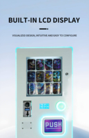 Distributeur de cartes sur pied pour machines de jeu à monnayeur avec accepteur de billets, support d'autocollants personnalisés et de codes QR