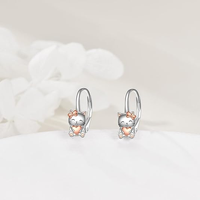 Offre Spéciale S925 Sterling Silver Rose Bon Plaqué Coeur Mignon Animal Chat Boucles D'oreilles pour Fille