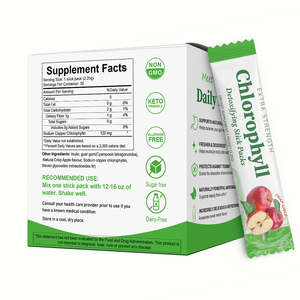 Sachets de chlorophylle en poudre pour la santé intestinale – Délicieuse poudre verte saveur pomme croustillante - Product Image 2