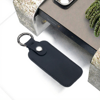 Estuche de Cuero Genuino para Accesorios Digitales, Funda Protectora para Memoria USB, Llavero, Organizador de Discos U, Bolsa
