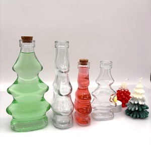 Botella de <span class=keywords><strong>Vino</strong></span> de Vidrio Transparente con Forma de Árbol de Navidad, Botella de Deseos con Corcho, Botella para Dulces, Leche y Té - Product Image 3