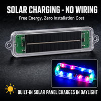 Barre lumineuse d'avertissement solaire pour calandre de voiture, lampe stroboscopique LED multicolore, fixation sur calandre avant pour voiture, camion, moto