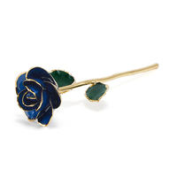 Rose bleue plaquée or 24 carats, cadeau éternel, rose véritable préservée trempée dans l'or, fleur à longue tige pour femme, Saint-Valentin, vente en gros