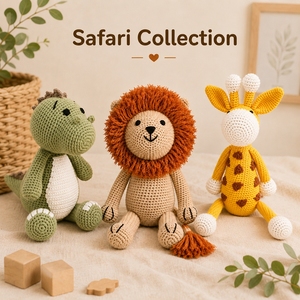 Peluche en crochet pour bébé, cadeau, poupées en coton faites à la main, amigurumi lion, animaux de la jungle et de la forêt, jouet en peluche au crochet - Product Image 5