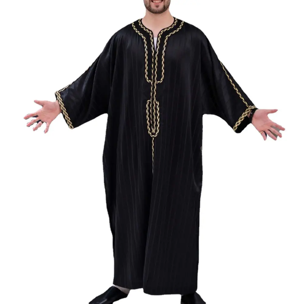وصل حديثًا الشرق الأوسط أزياء إسلامية صيفية قطن كاجوال-عباية الدفة ، ثوب رمضان ، ملابس إسلامية للرجال