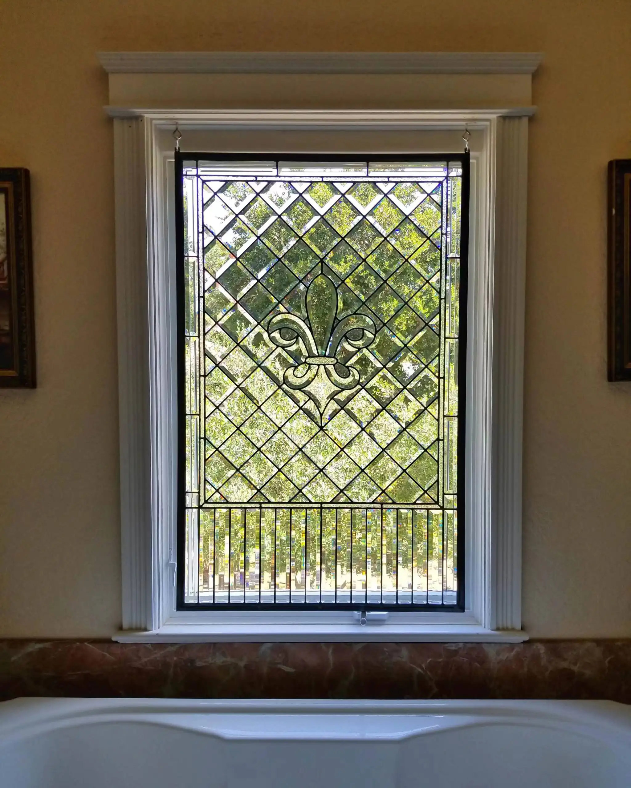 Clear bisel vitrais para sidelites vitrais verde painel pendurado para travessa decoração