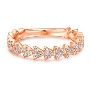 Anillo de Compromiso de Plata de Ley 925 para Mujer, Geometría Triangular, Chapado en Oro Rosa, Chapado en Rodio, Engaste de Puntas, Certificado CMA, Regalo - Product Image 1