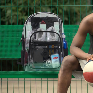 <span class=keywords><strong>Sac</strong></span> <span class=keywords><strong>à</strong></span> <span class=keywords><strong>dos</strong></span> en PVC transparent robuste avec fermeture <span class=keywords><strong>à</strong></span> glissière et sangle renforcée, idéal pour l'université, le travail, toutes saisons - Product Image 5