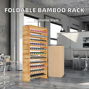 Estante para Vino Apilable y Plegable de Madera Maciza y Bambú, Capacidad para 108 Botellas, Diseño Moderno, para Almacenamiento y Exhibición de Vino, para el Hogar, Bar o Bodega - Product Image 2