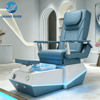 Fauteuil de pédicure intelligent à dossier haut pour salon de manucure et spa, avec lumière LED intégrée