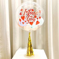 Décoration de fête d'anniversaire, ballon à bulles transparent en PVC avec bâton et pompon Joyeux Anniversaire