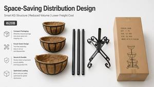 Soporte de 3 Niveles para Macetas, con Revestimiento de Fibra de Coco, <span class=keywords><strong>Vertical</strong></span>, Metálico, Resistente a la Intemperie, con Recubrimiento en Polvo, para Jardín o Patio - Product Image 4