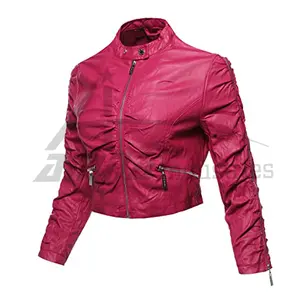 अद्वितीय डिजाइन महिलाओं फसल जैकेट OEM सेवा महिलाओं फसल चमड़े का जैकेट